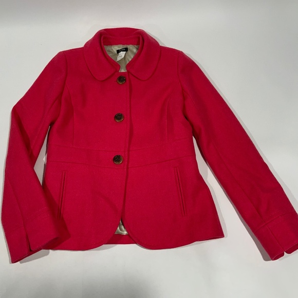 J Crew Sz 0 Wool Maggie Jacket Button Down Pink - Picture 2 of 7